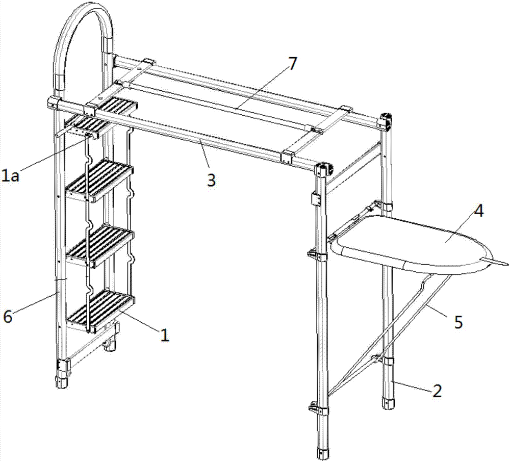 A folding ladder drying rack