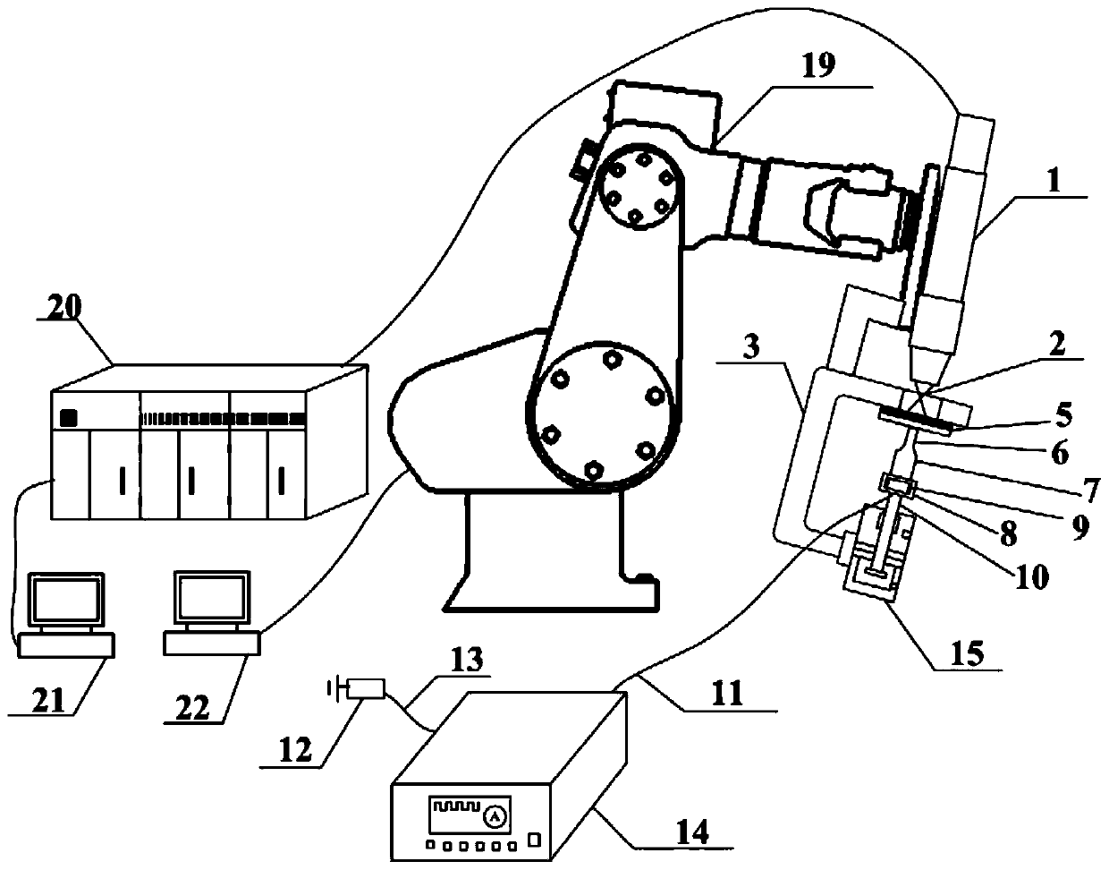 Ultrasonic-assisted laser spot welding device and method