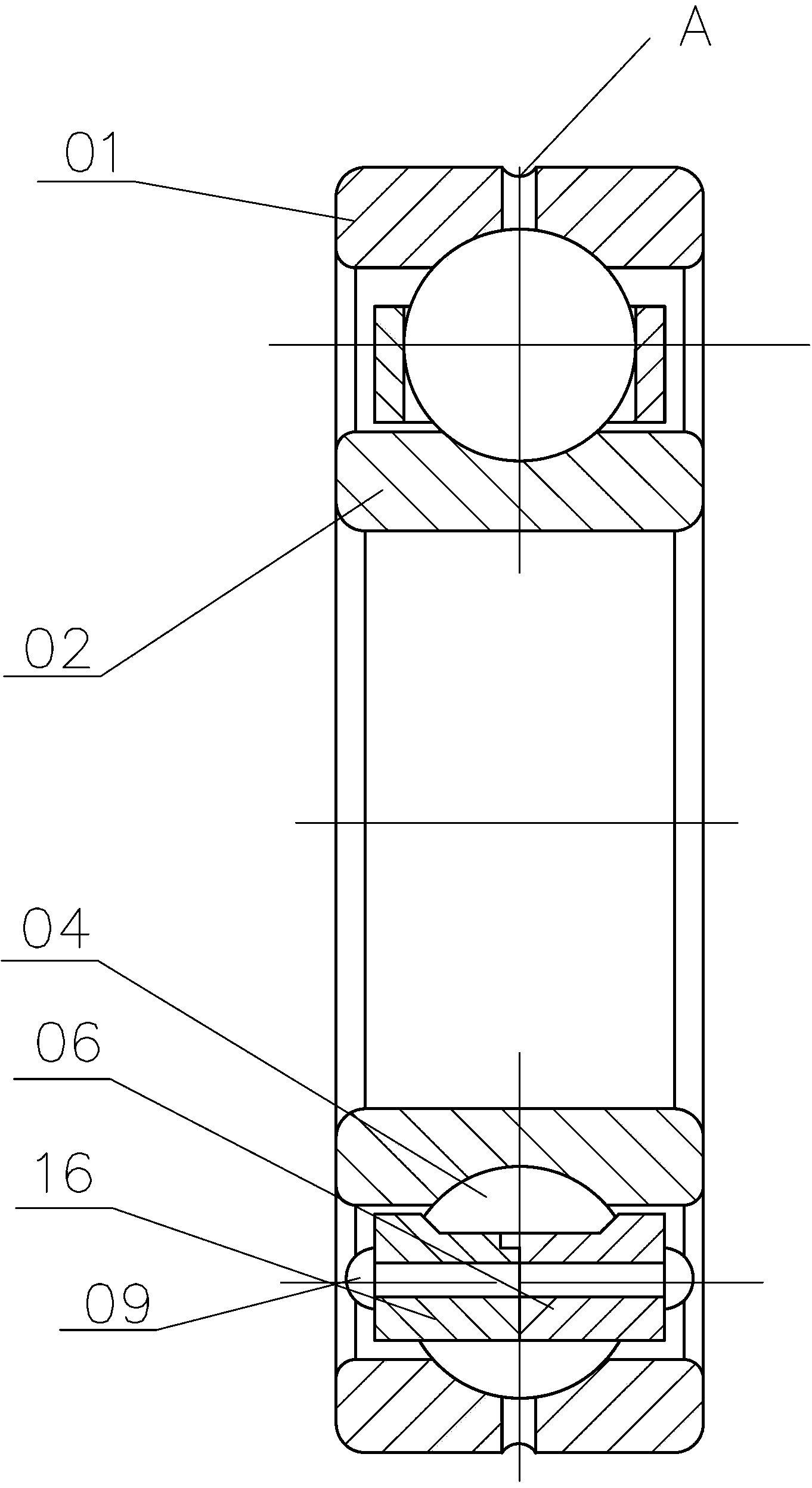 Deep groove ball bearing provided with lubrication oil hole