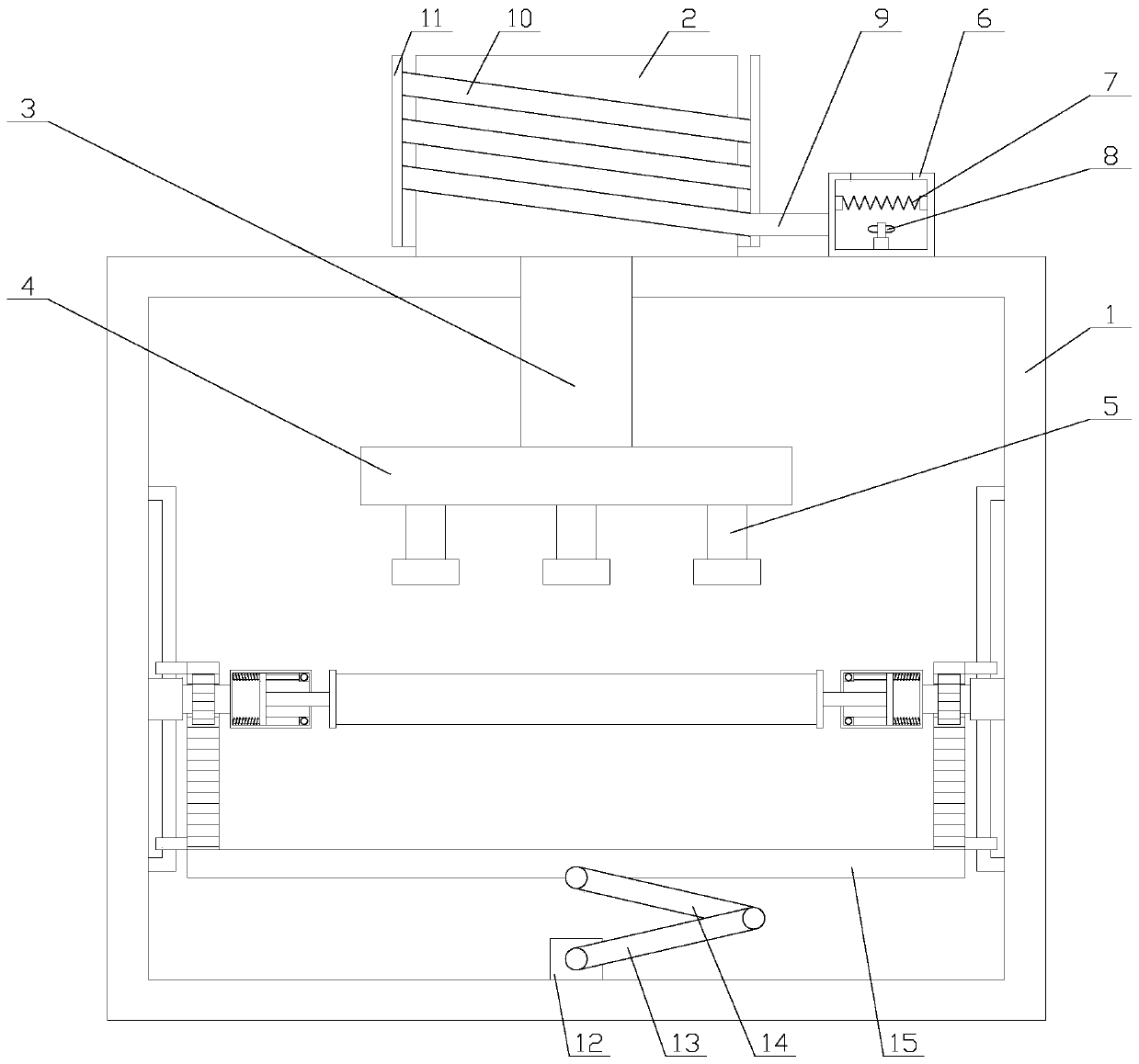 Efficient floor machining paint spraying device with anti-caking function