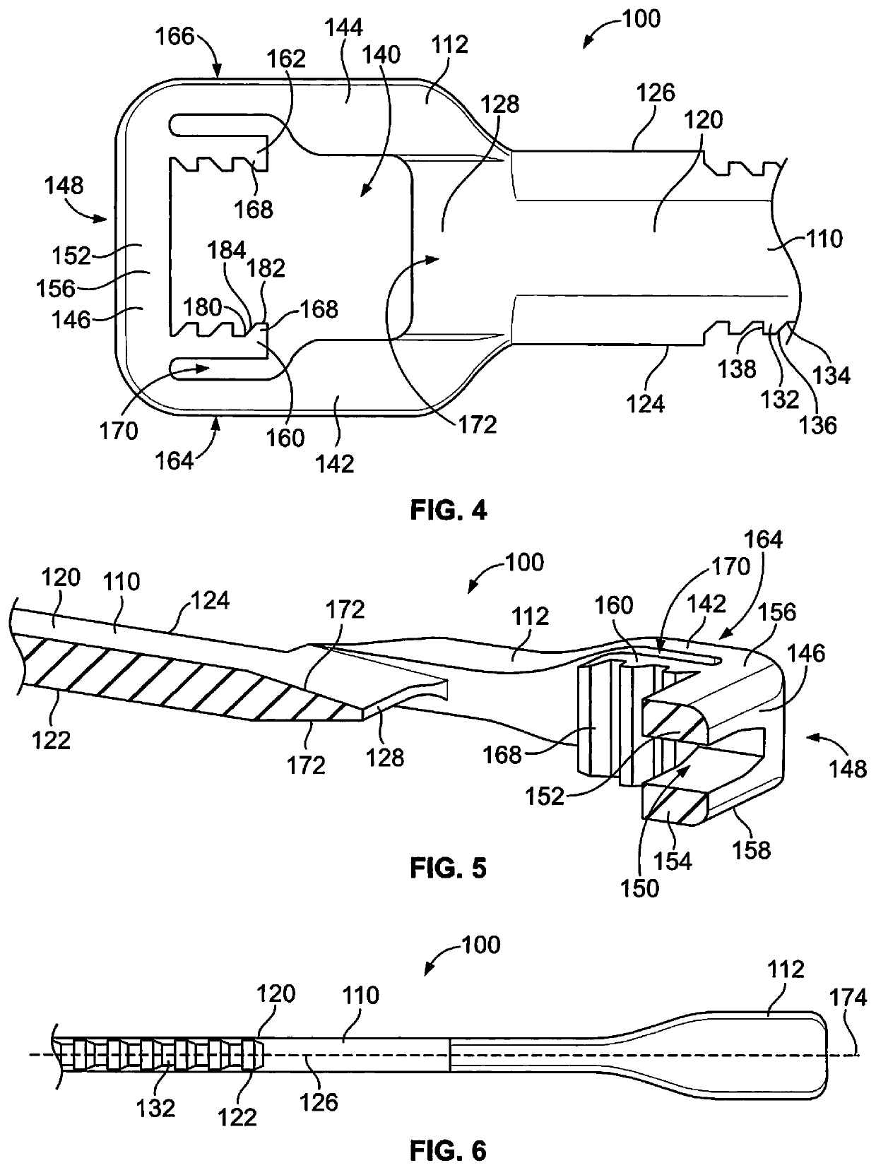 Low profile component tie