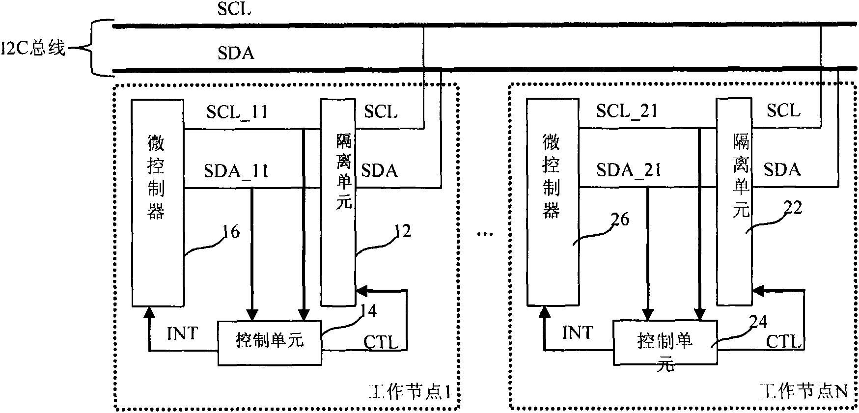 Bus and working node isolation device and fault recovery system and method thereof