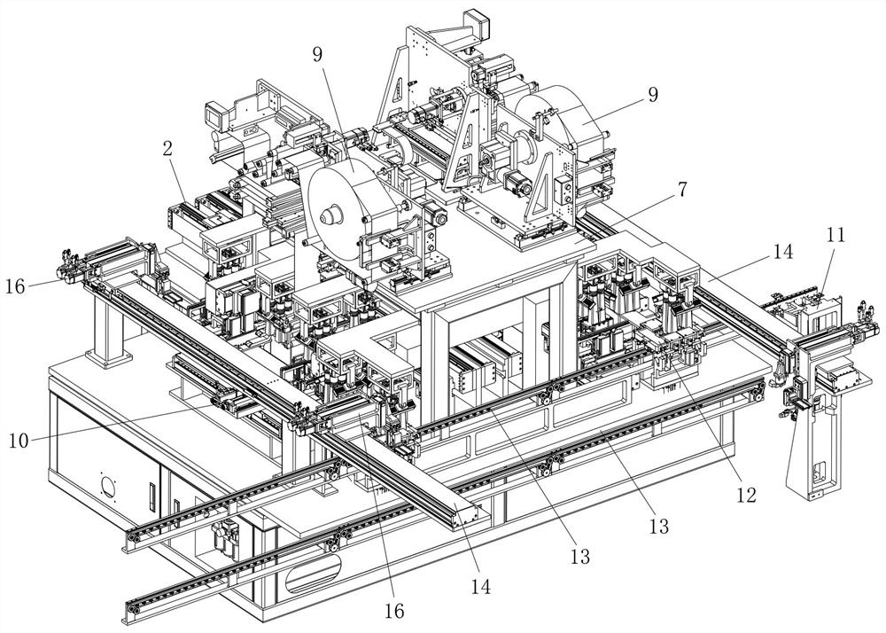 Battery cell circulating supply outer plate lamination production line and production process thereof