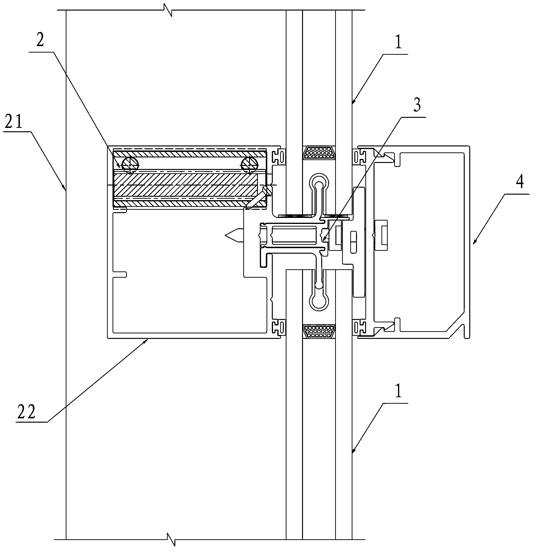 Curtain wall connecting node