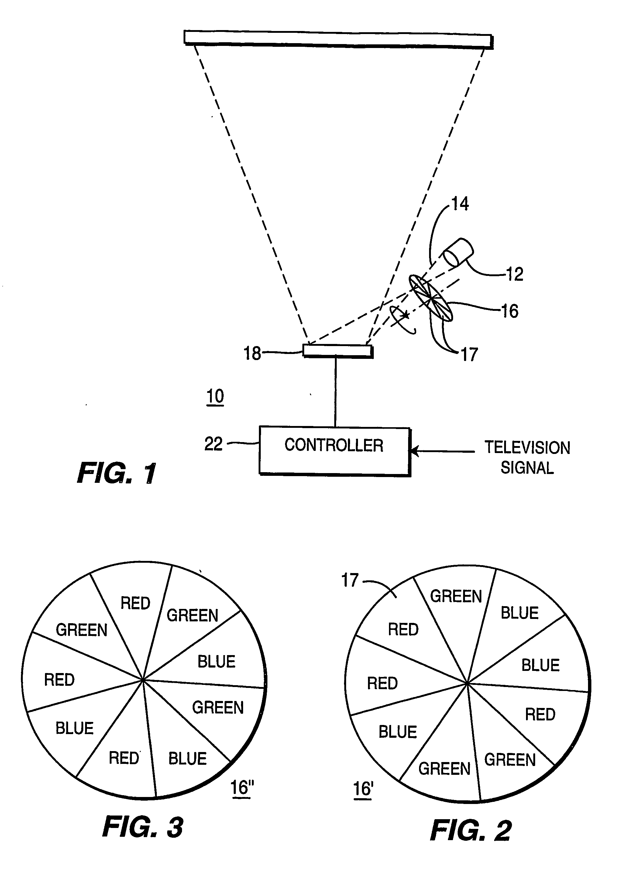 Sequential display system with changing color order