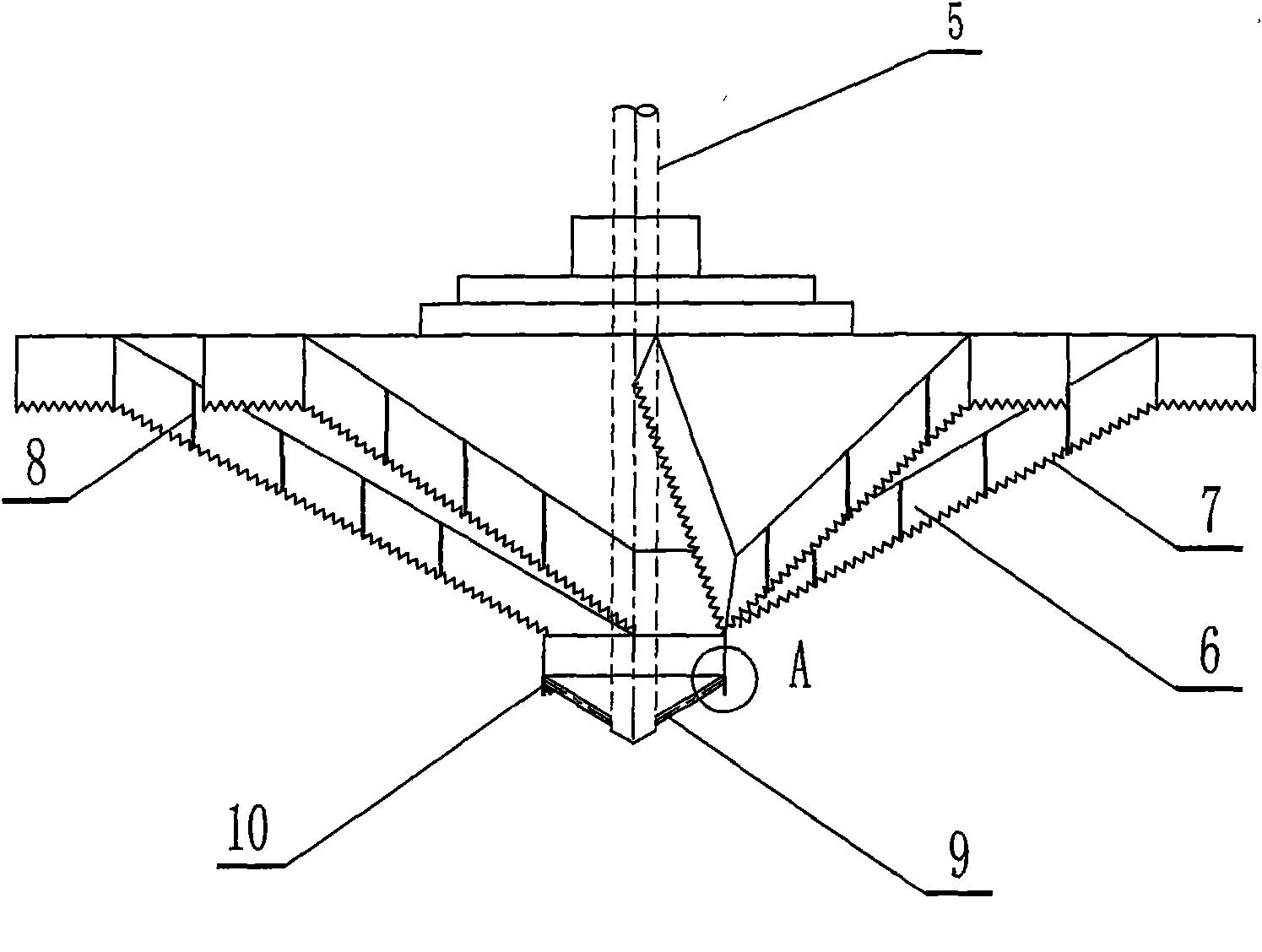 Inverted umbrella-shaped aeration machine