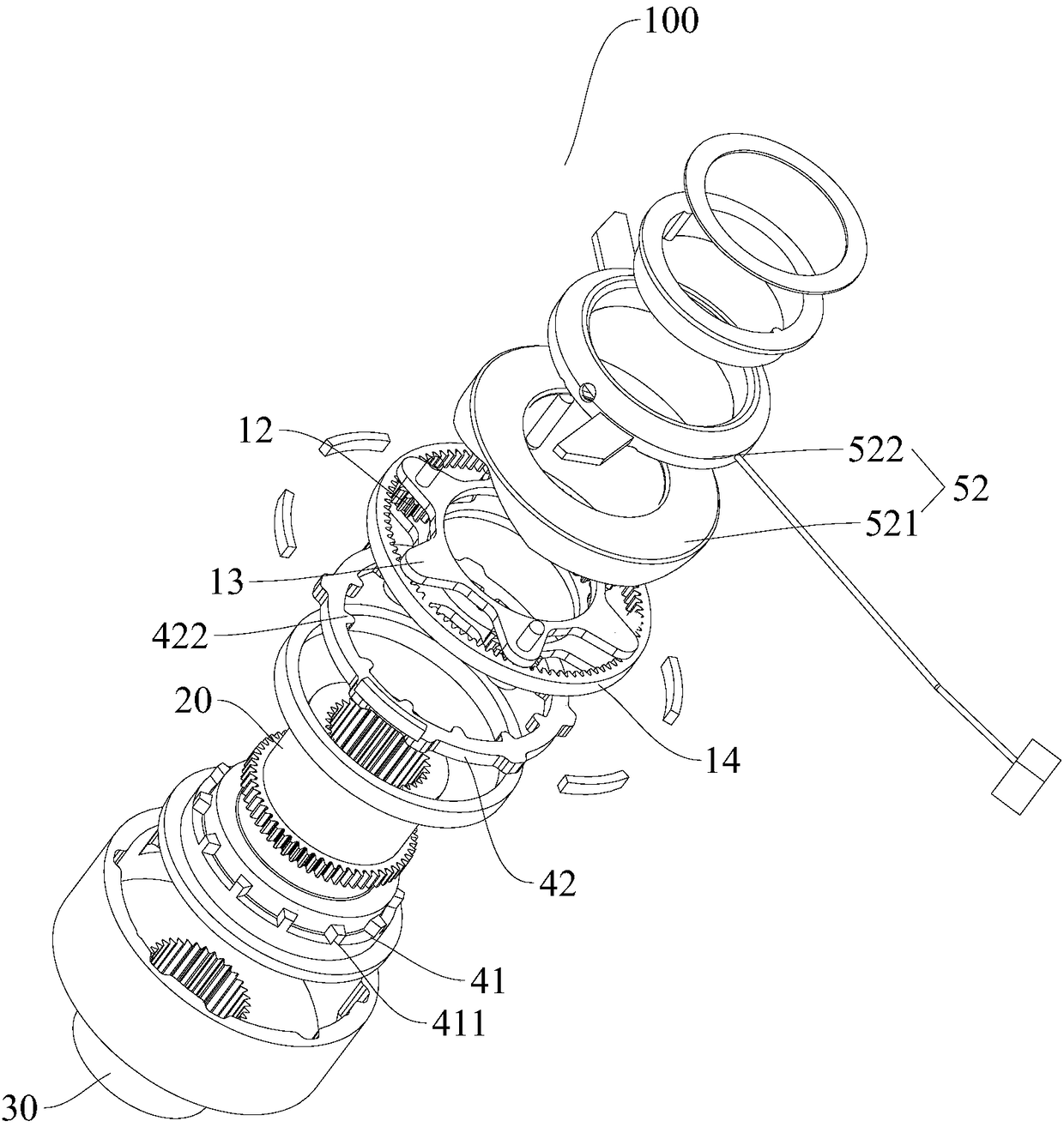 Driving shaft locking device, power-driven system and vehicle