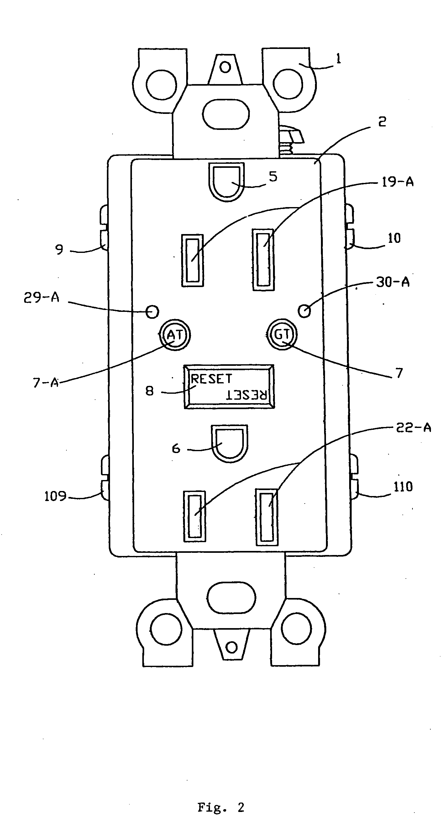 Receptacle device having protection against arc faults and leakage currents