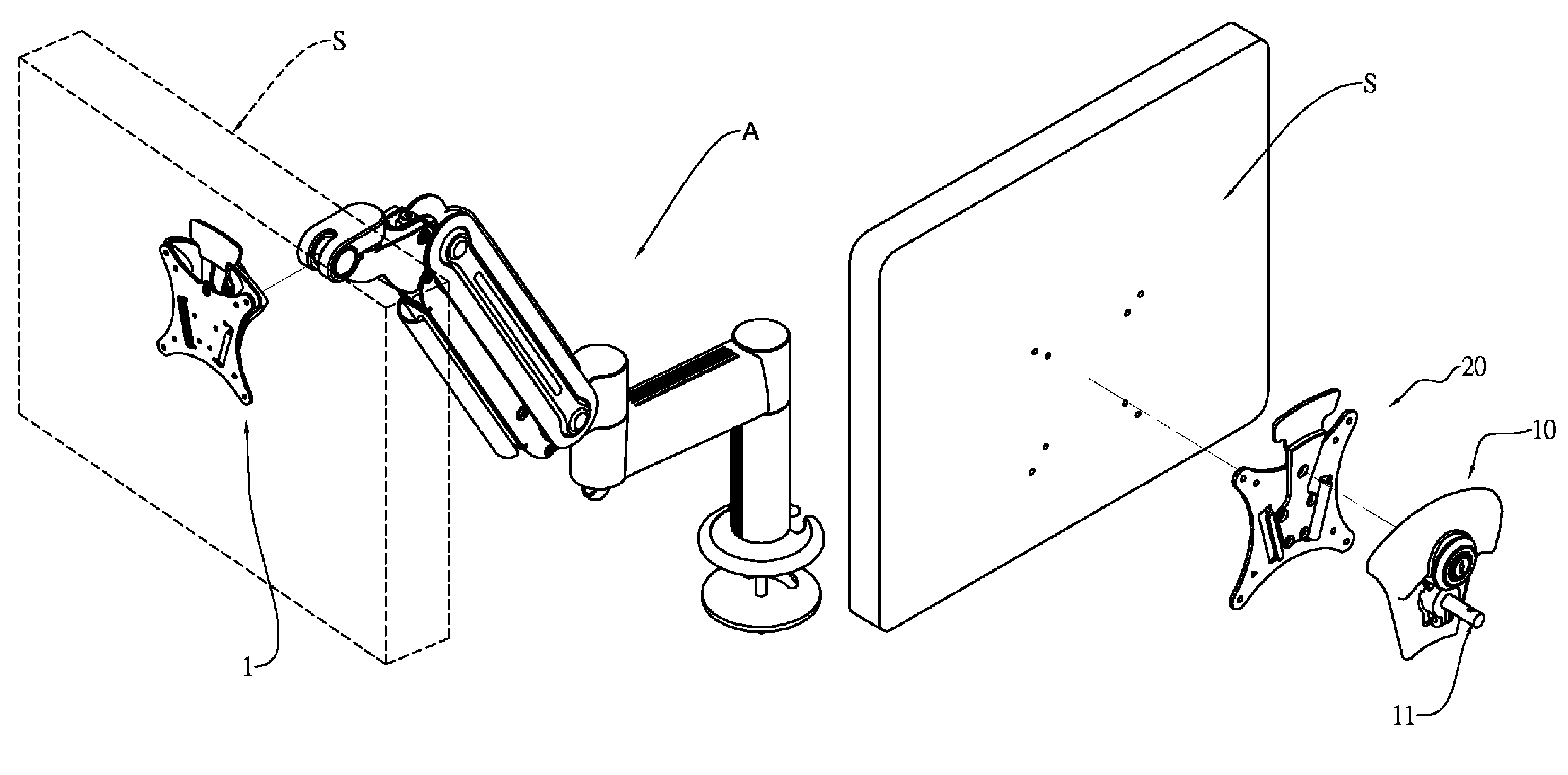 Screen suspension connecting means