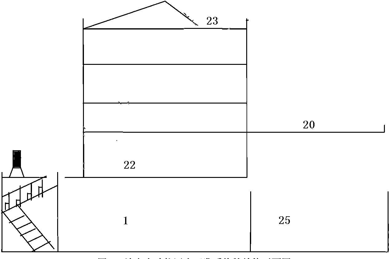 Building structure with storied house built on ground and zoology circulating water fish-farming workshop built underground