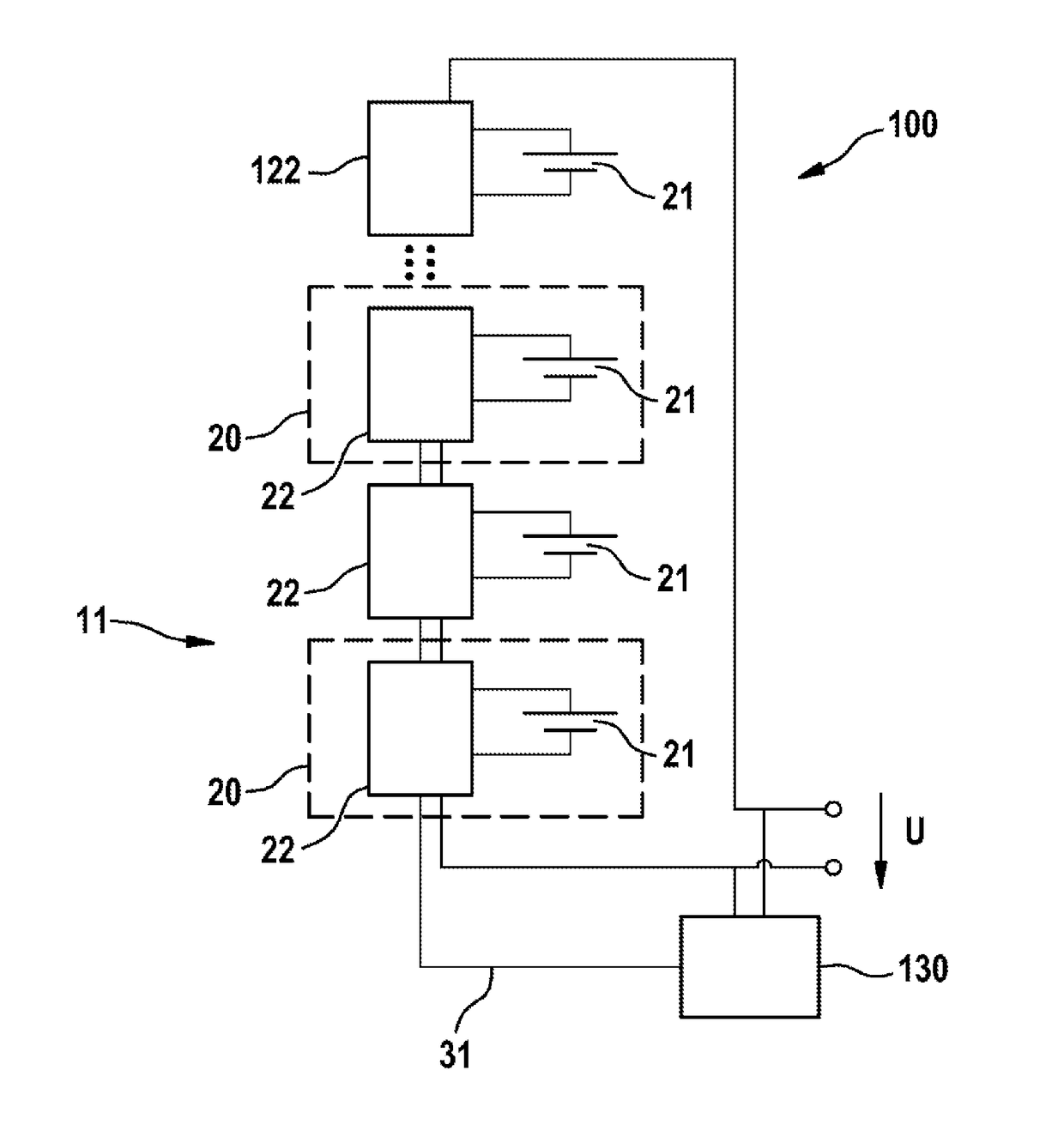 Method for connecting multiple battery cells of a battery and battery system having a battery with multiple battery cells and multiple battery-cell-monitoring modules which are respectively assigned to a battery cell