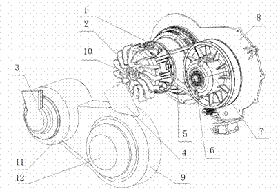 All-terrain vehicle stepless speed change cooling system device