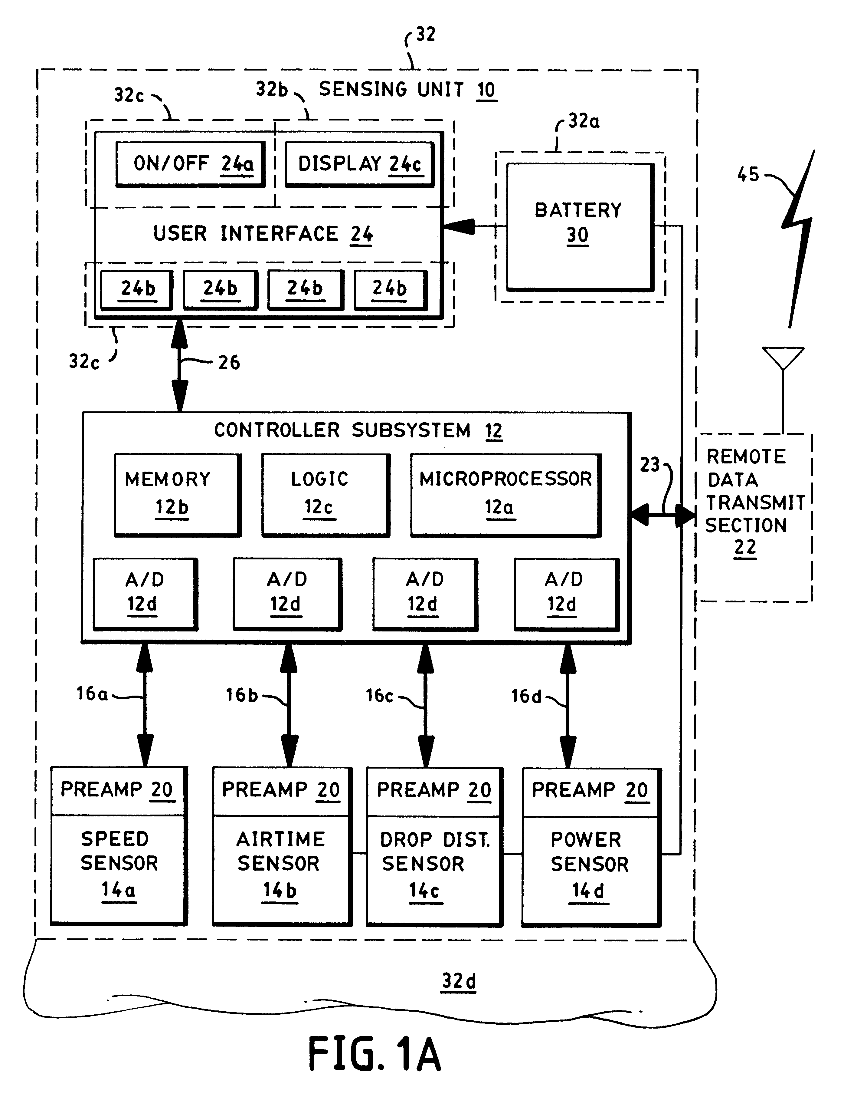 Sport monitoring system for determining airtime, speed, power absorbed and other factors such as drop distance