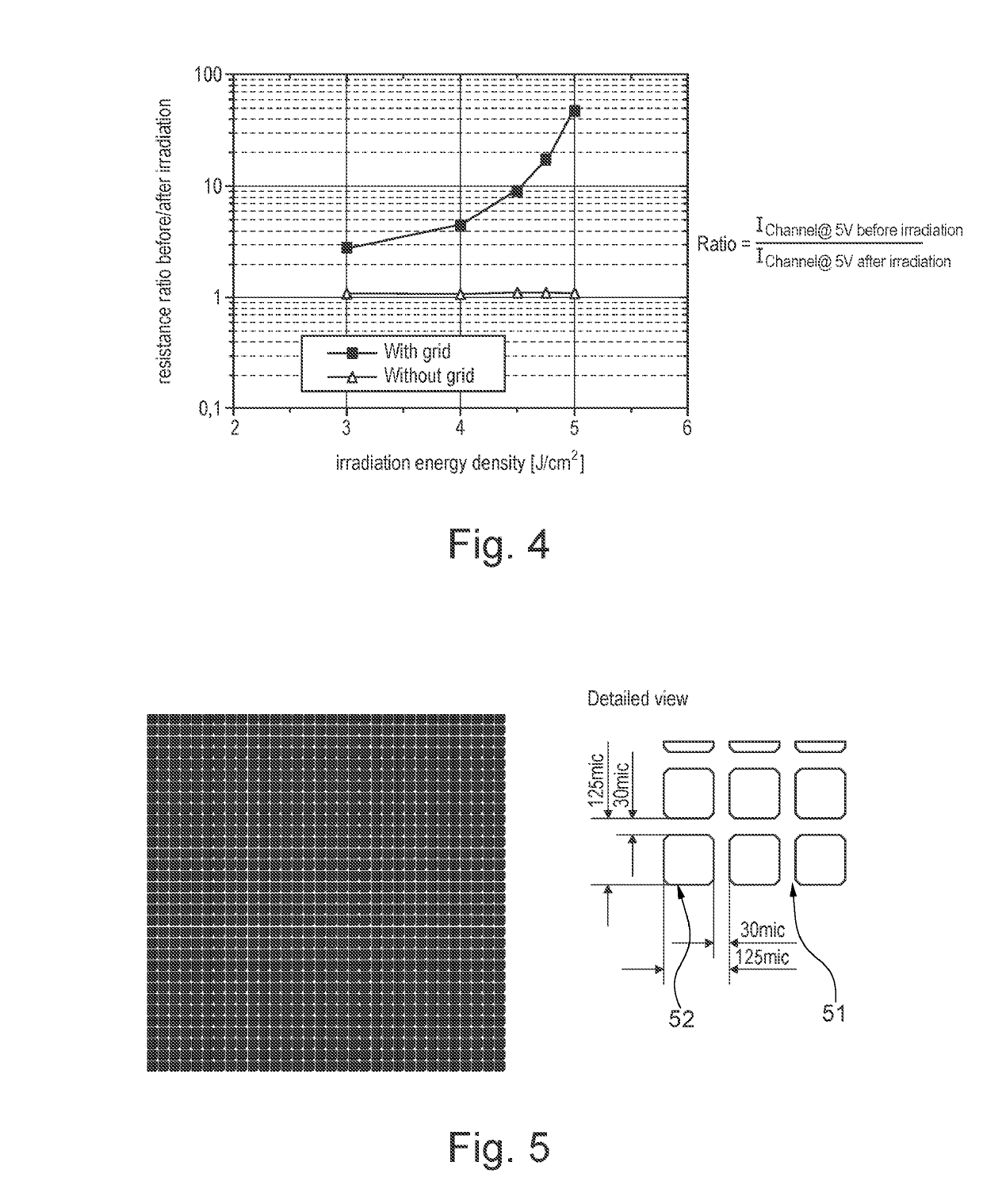 Flash light illumination method and organic electronic device elements obtainable this way