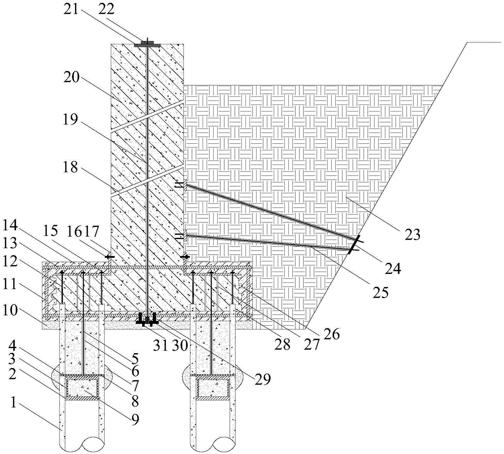 Assembly-type protective construction method for slab-pile wall through pre-stressed anchor cables