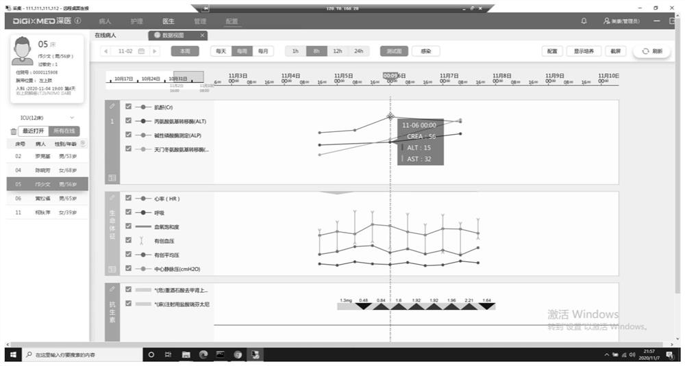 Hospitalized patient data visualization system