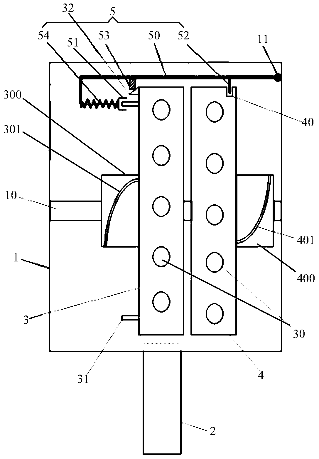 Double-turntable spring type arc extinguishing lightning protection device