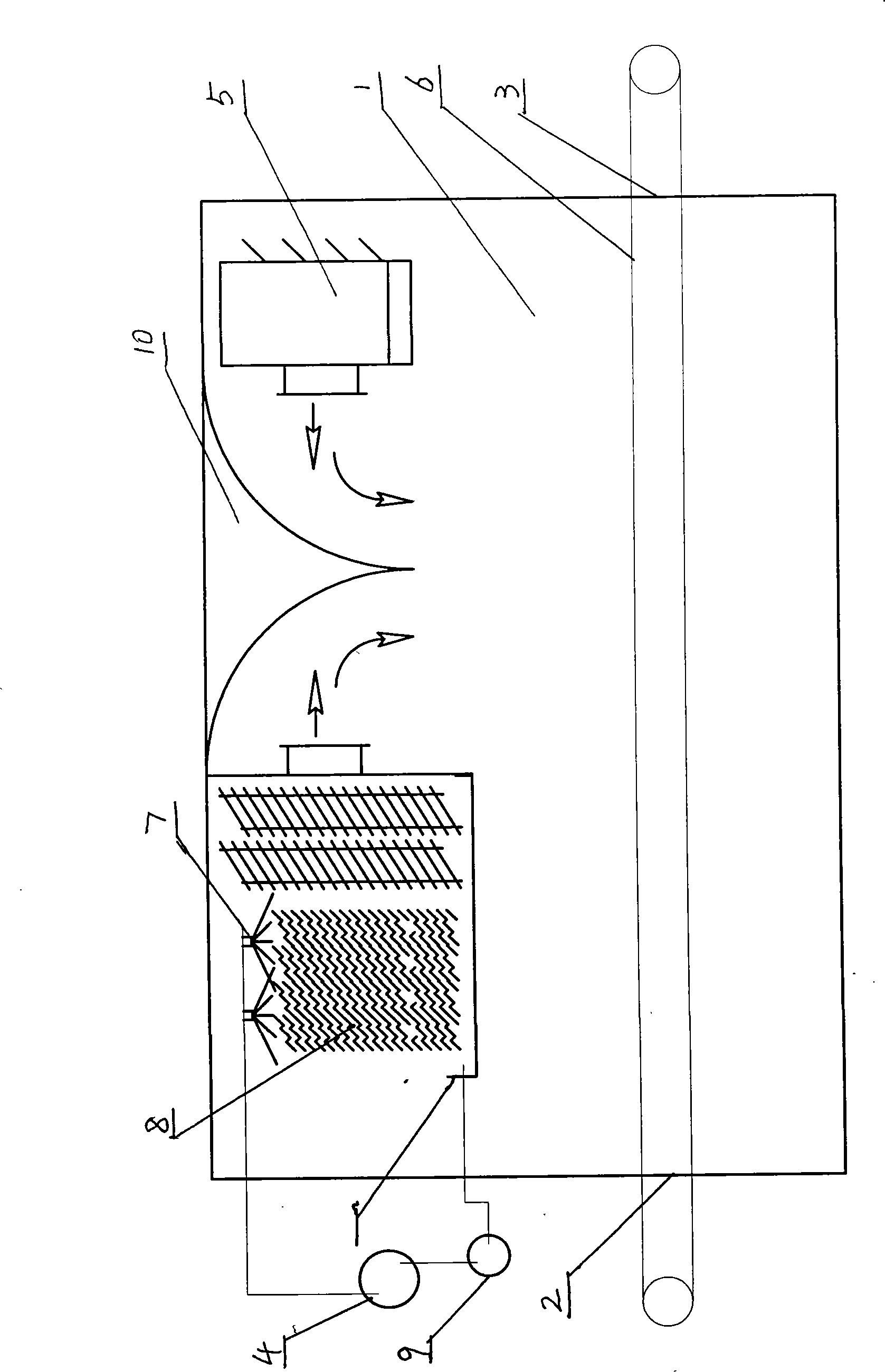 Quick cooling and dehumidifying system for continuous food chilling or quick-freezing process