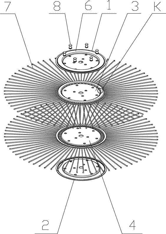 Double-layer fastened type open netlike separator