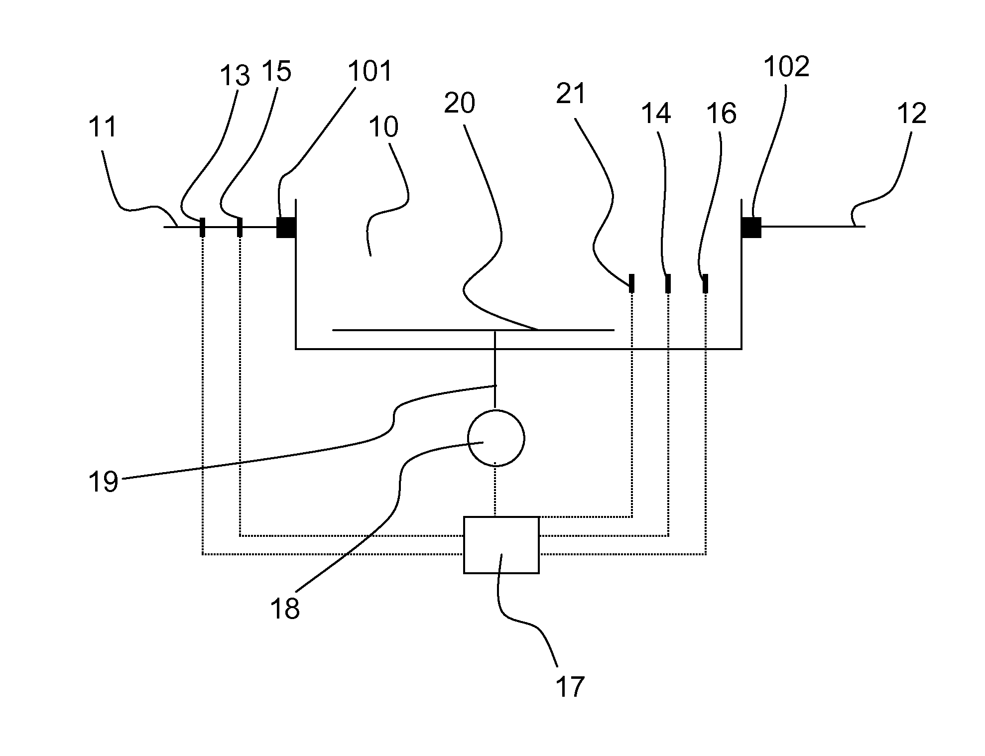 Process for Treating Water by Nitritation-Denitration Comprising at Least One Aerated Step and One Step for Controlling the Oxygen Input During the Aerated STep