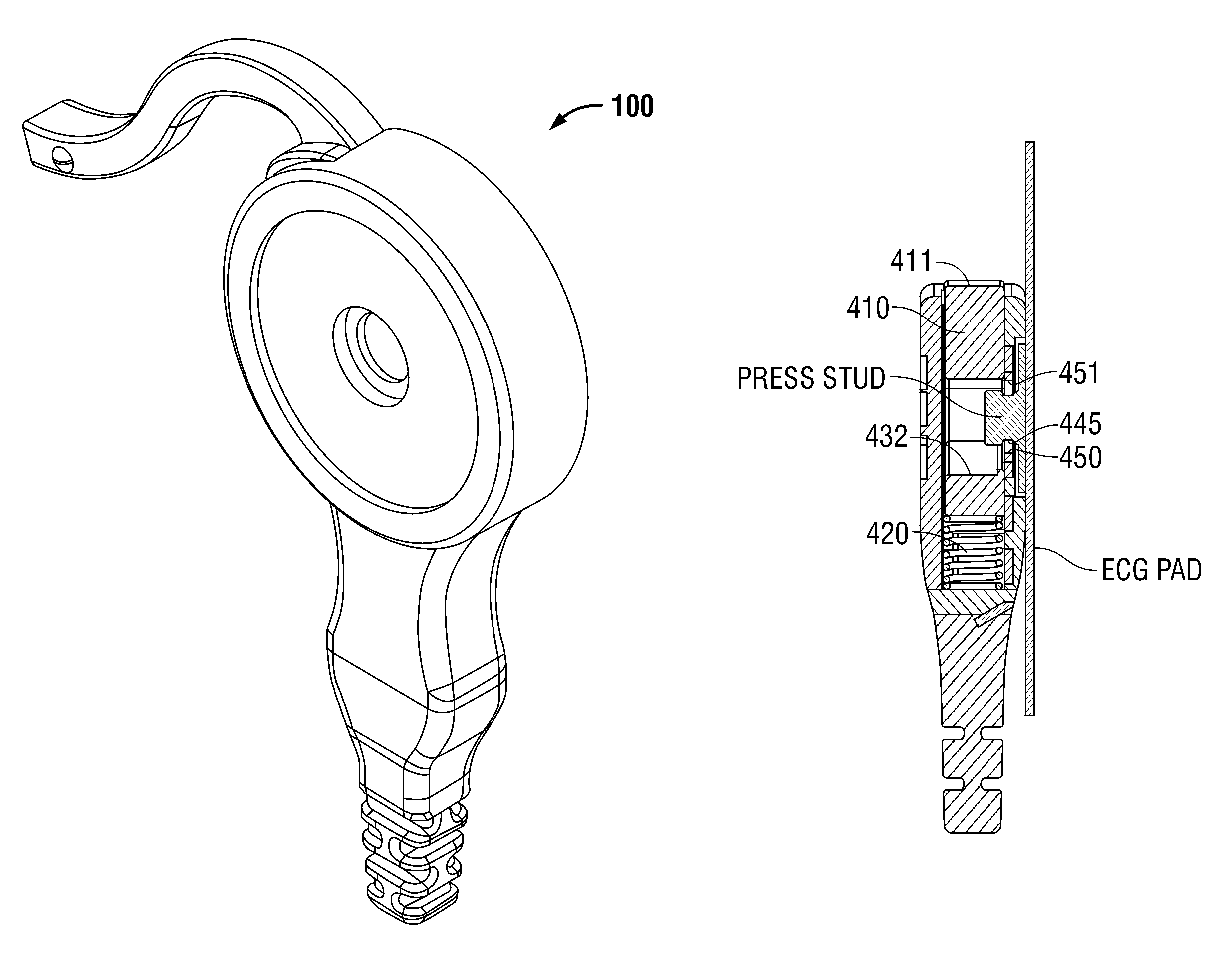 ECG electrode connector