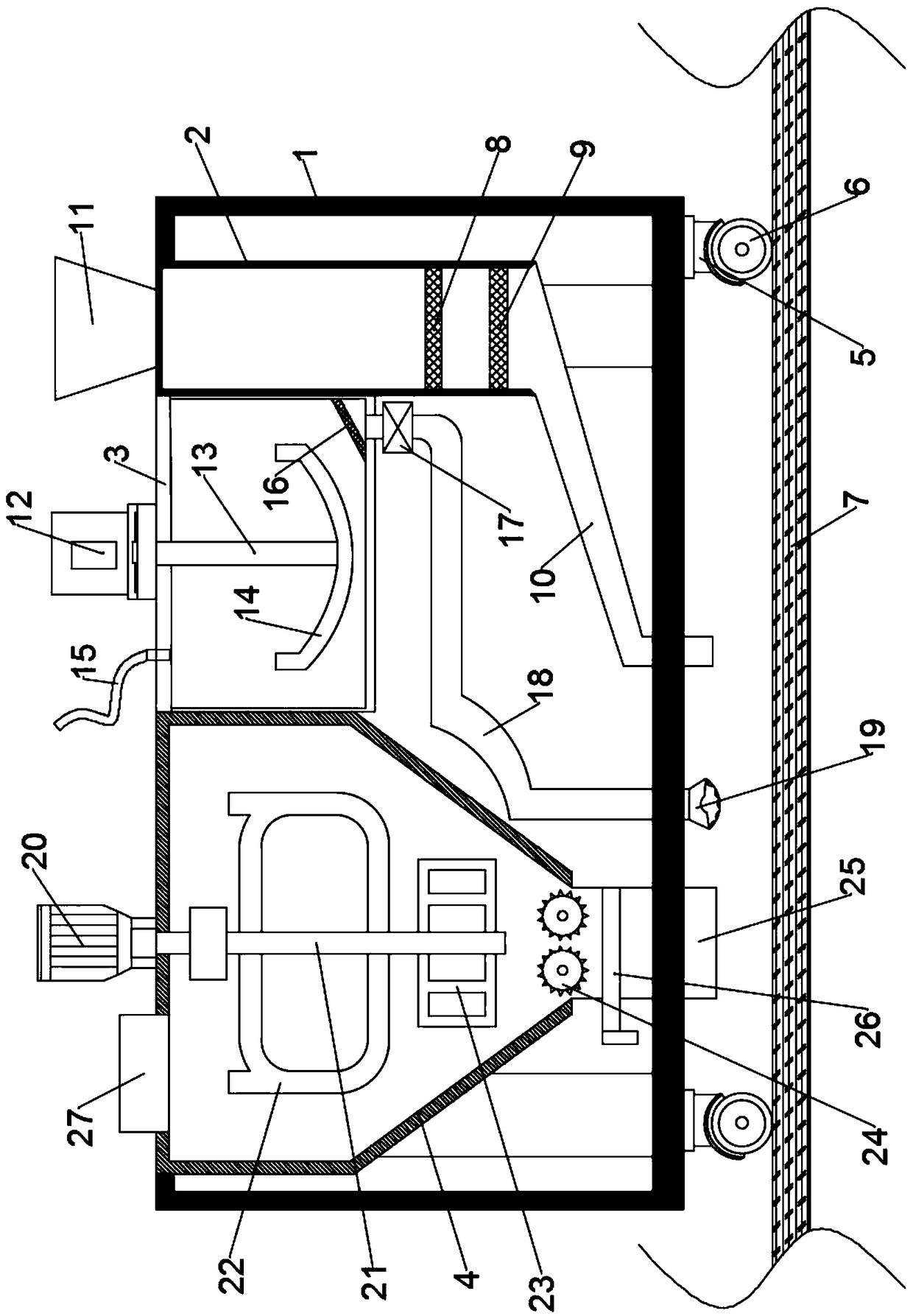 Fertilizer applying, seeding and soil covering integrating device for agricultural planting