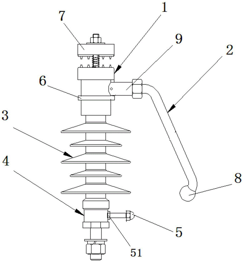 A dual-mode distance-adjusting lightning protection line column-type composite insulator