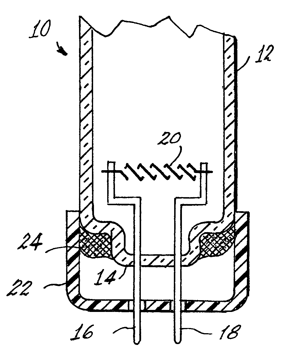 Arc discharge lamp containing means for reducing mercury leaching