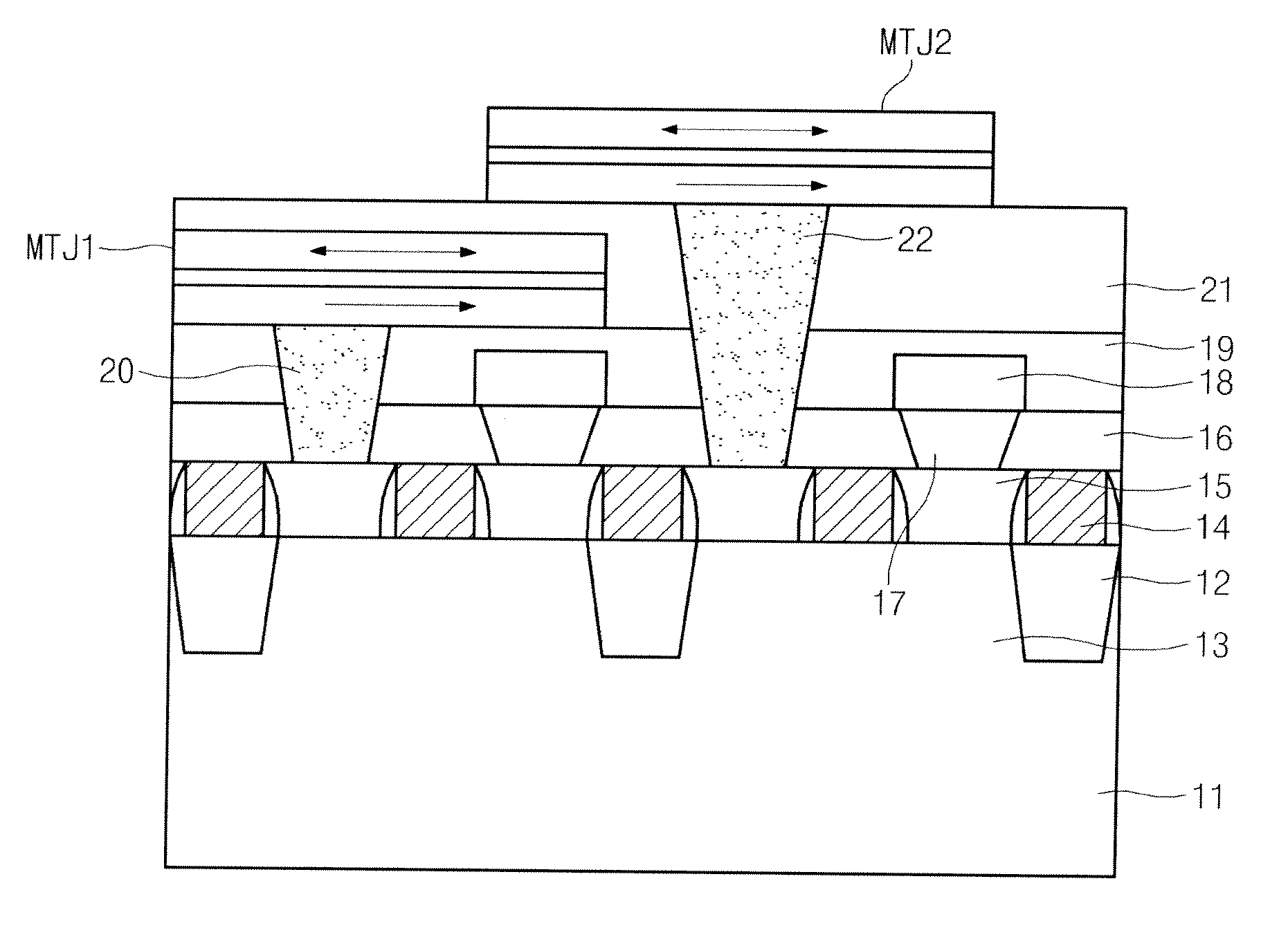 Multi-Stacked Spin Transfer Torque Magnetic Random Access Memory and Method of Manufacturing the Same