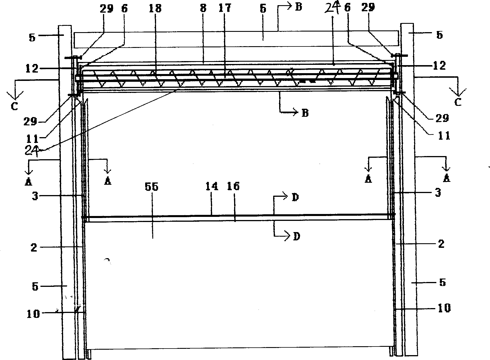 Scrolling type invisible window screen with groove on glass depression bar