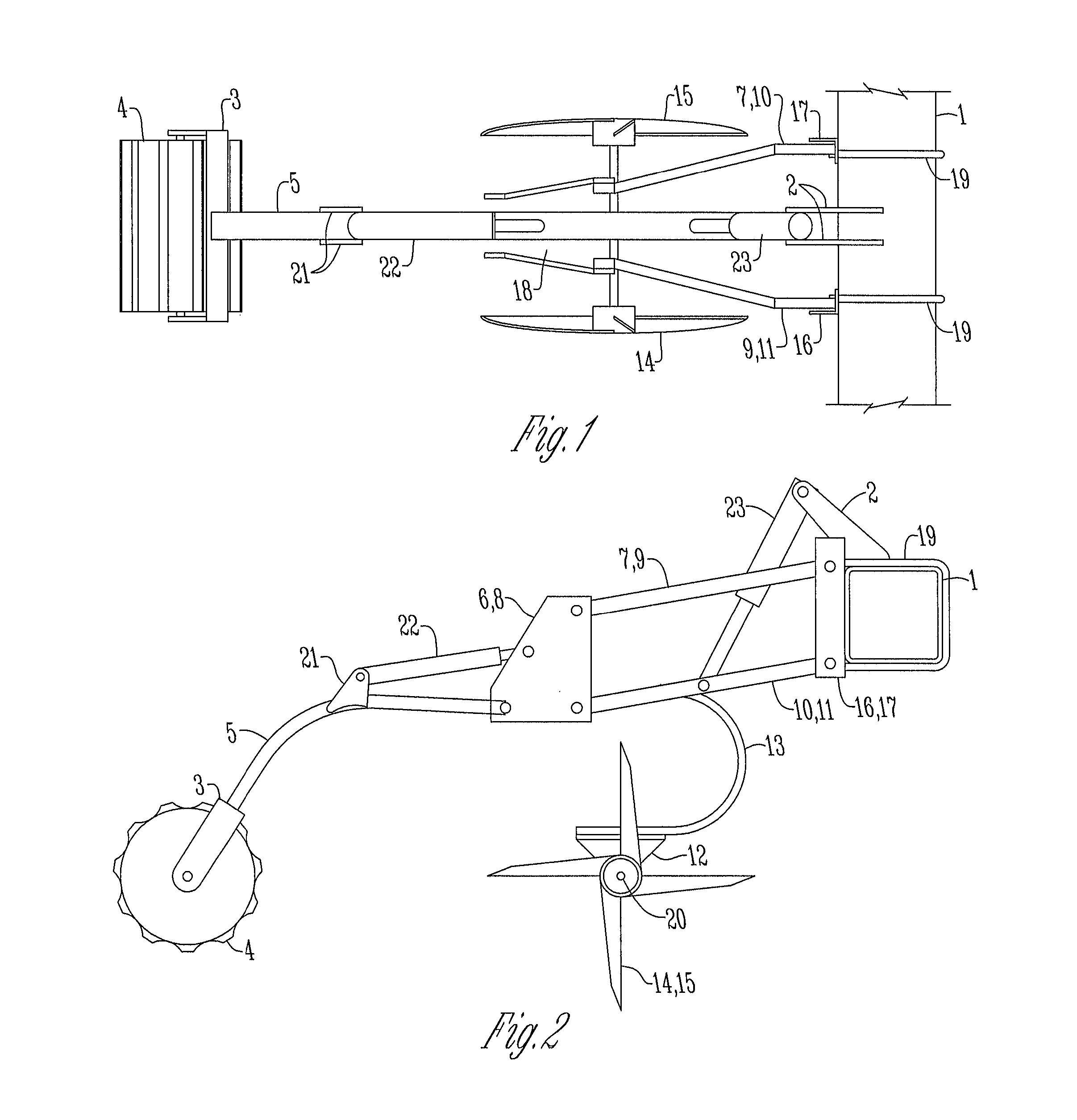 Tillage device for agricultural machinery or implements to reduce compaction caused by wheels in a field