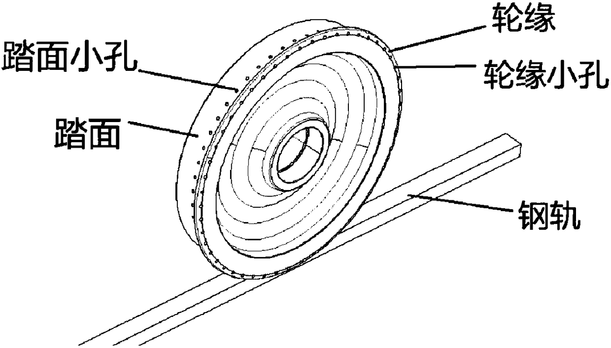 A rail vehicle wheel that damps and muffles noise