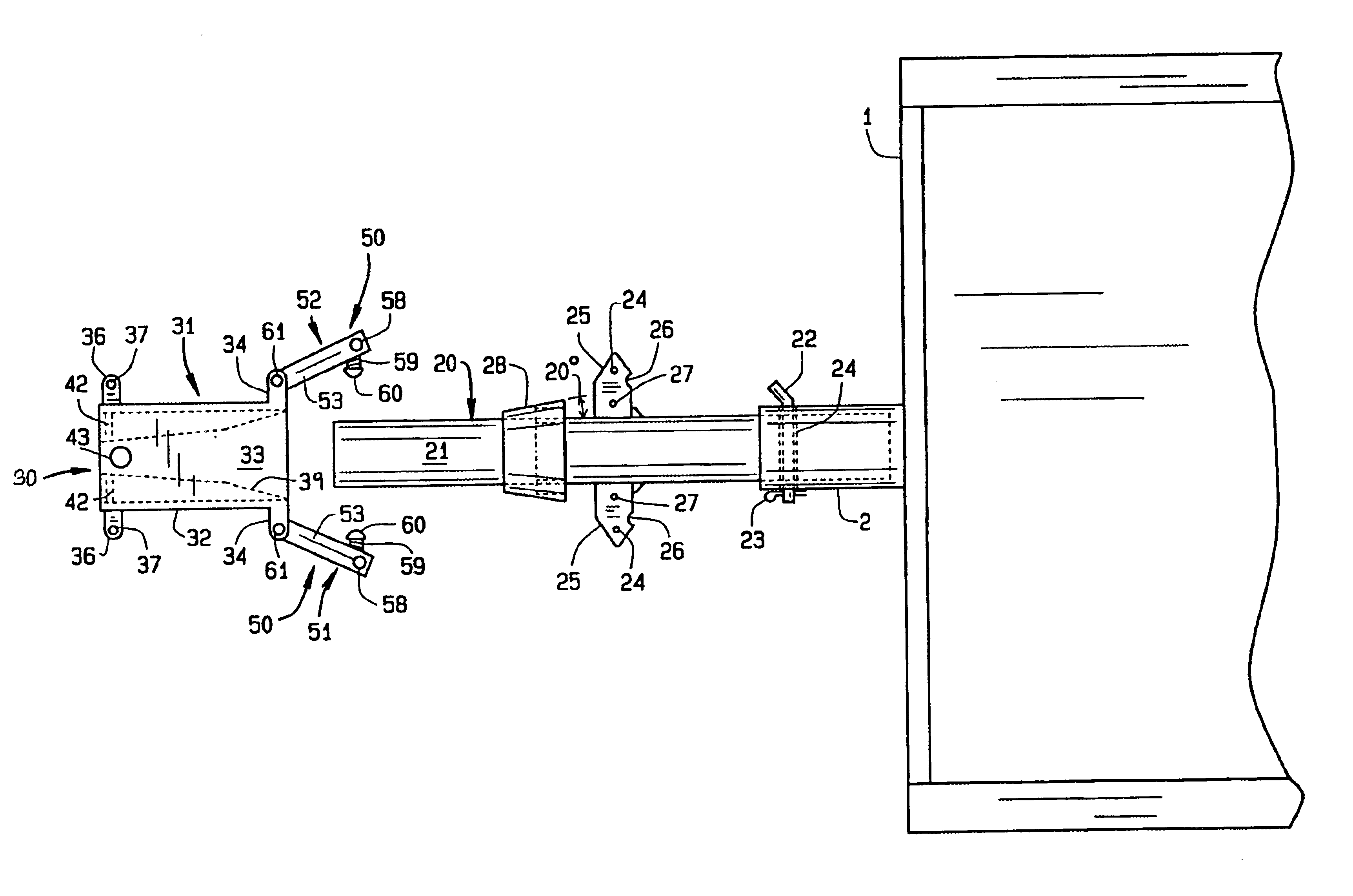 Trailer hitch with separated functions