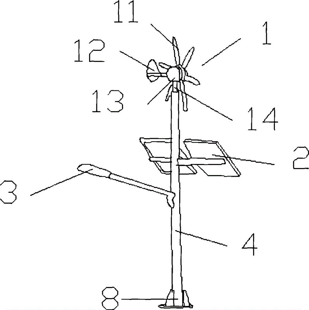 Wind solar LED (light emitting diode) self complementation road lamp