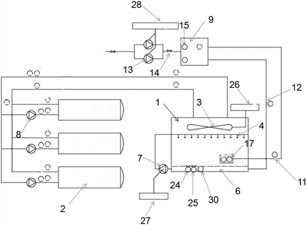 Transformer forced water circulation cooling system and control method therefor