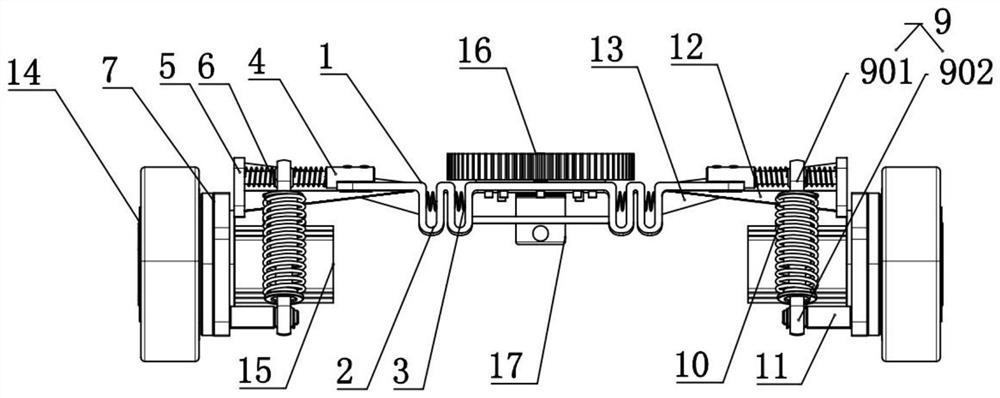 A drive wheel independent damping structure of an agv drive assembly