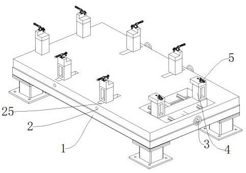 Adjustable clamping device for safety door frame machining