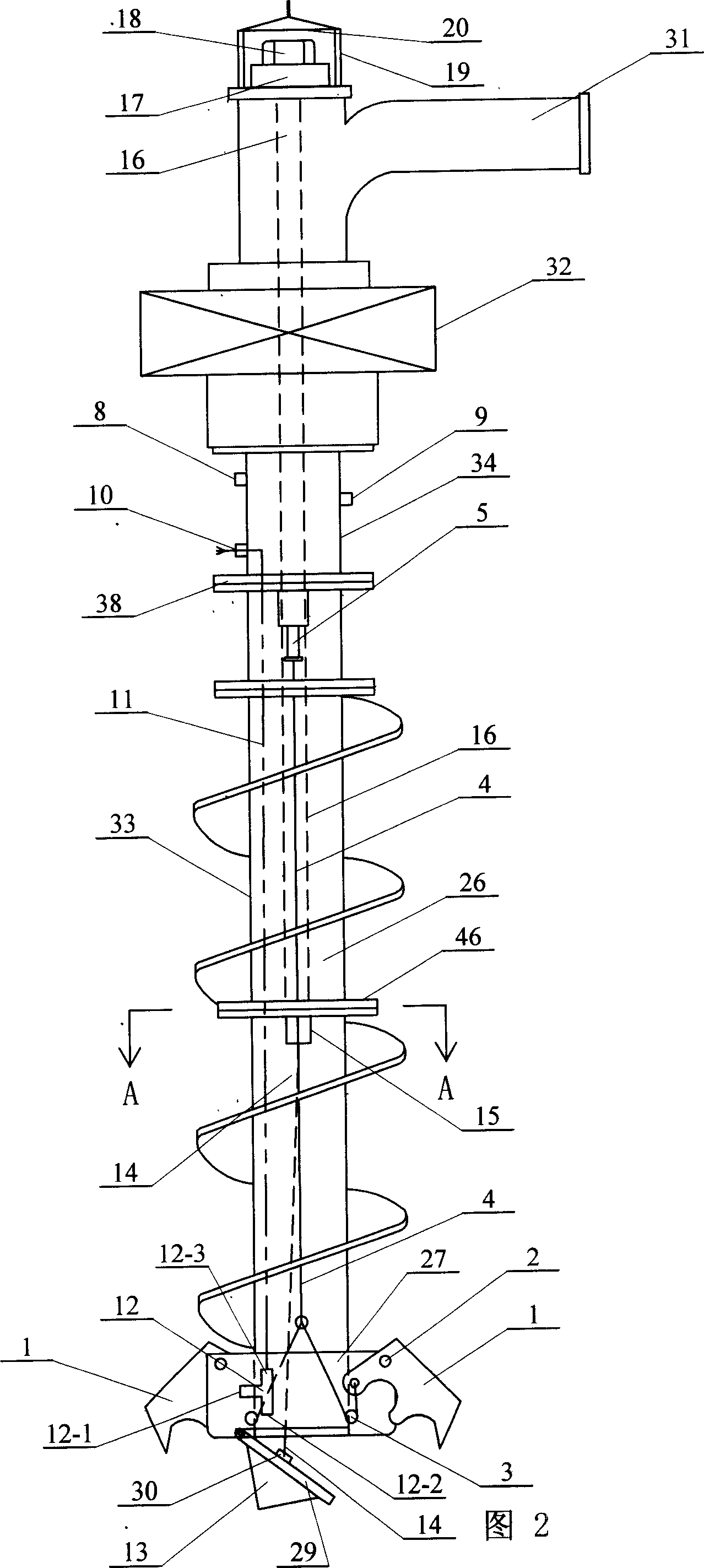 Piling method and piling device for borehole pump pouring large flow concrete ring pile