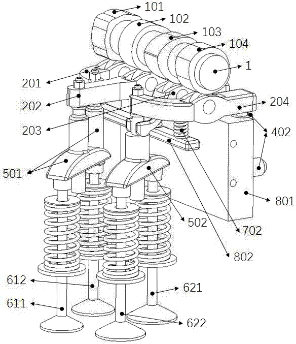 Single-cam-shaft switch pivot type variable-mode air valve driving system