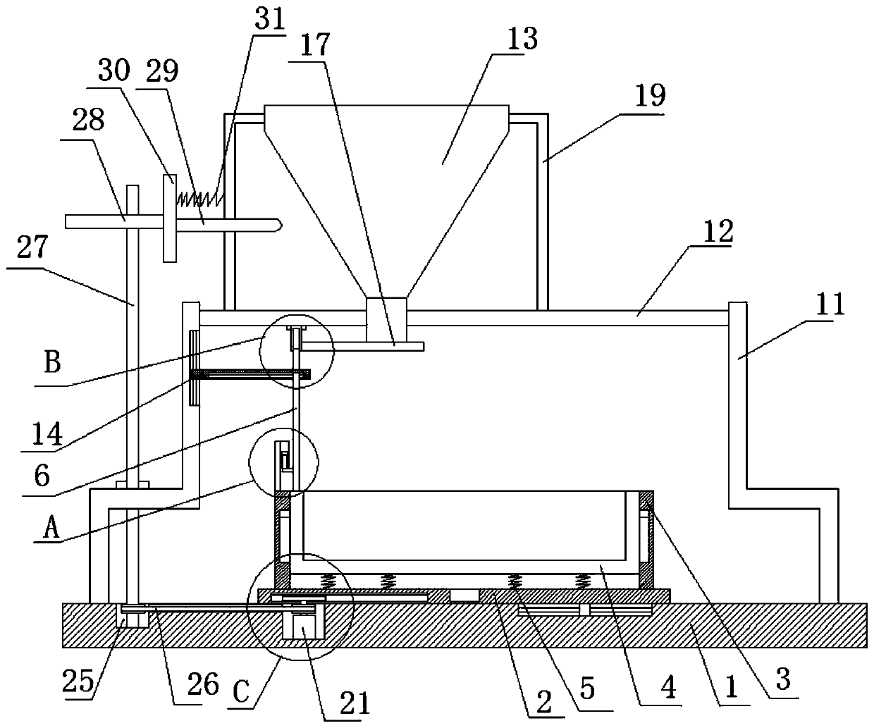 Automatic feeding device for breeding in animal husbandry, and method thereof