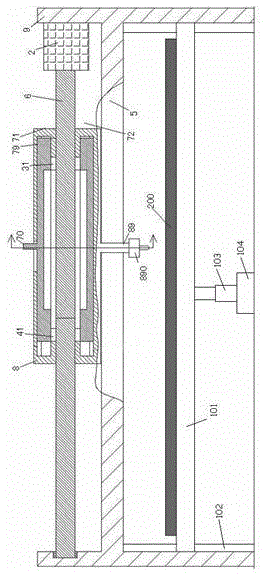 Liftable processing device with movable processing head