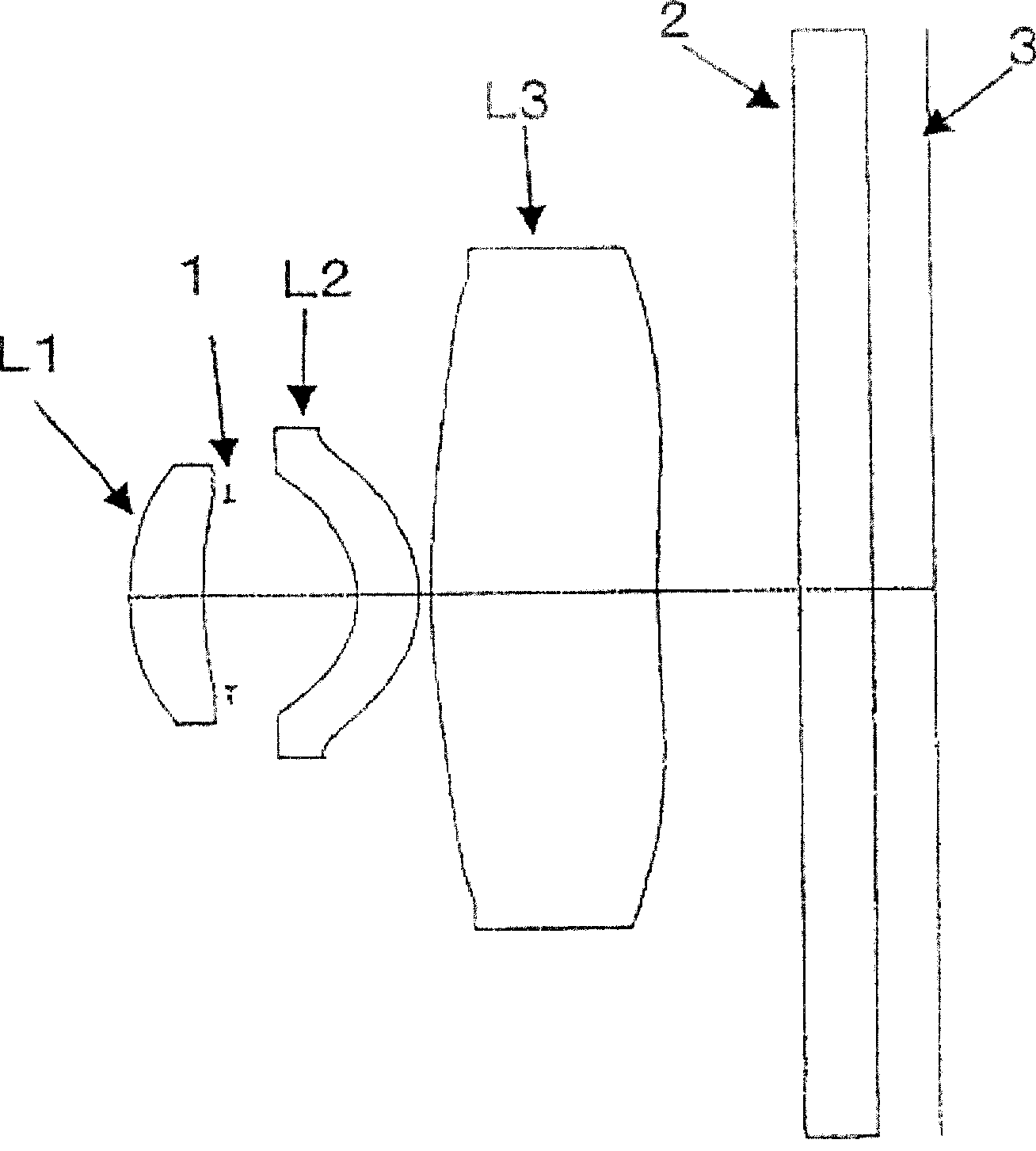 Camera lens group of three pieces type