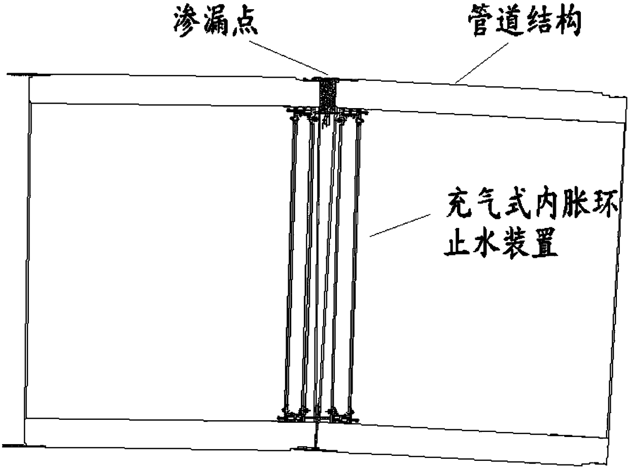 Inflatable type water-stop internal expanding ring device for restoring underground pipeline water seepage