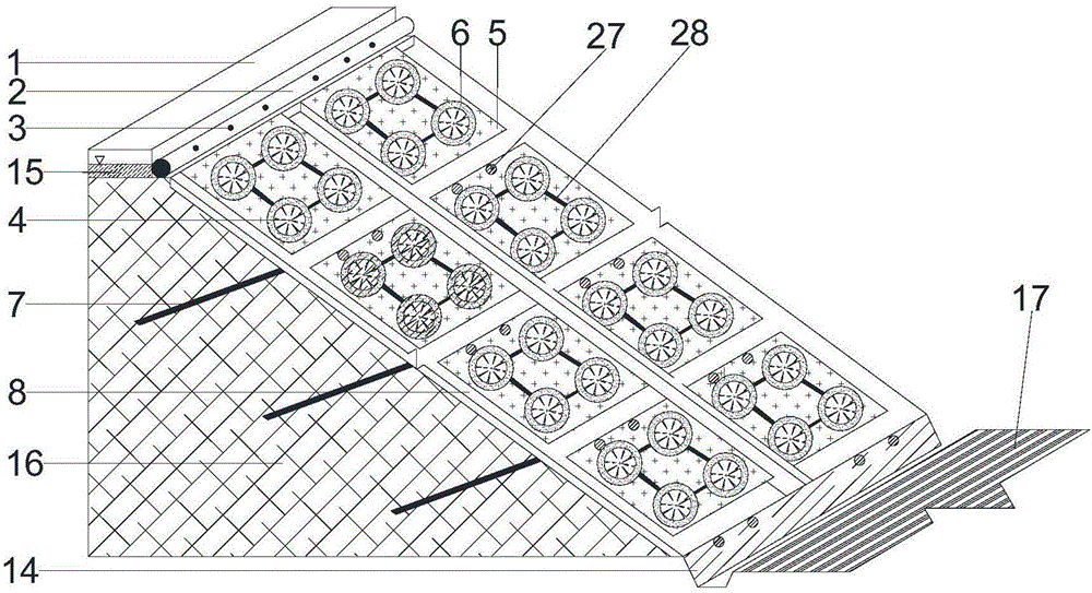 Ecological slope protection structure of road cutting side slope and construction method