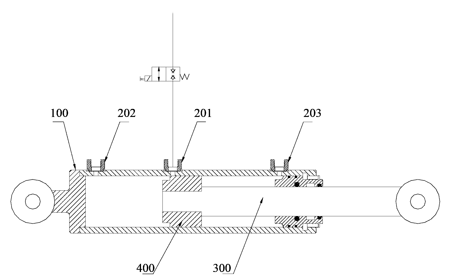 Steering oil cylinder structure, steering device and electric control steering axle