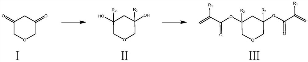 Degradable photoresist resin monomer synthesized from pyran-3, 5-diketone and synthesis method thereof