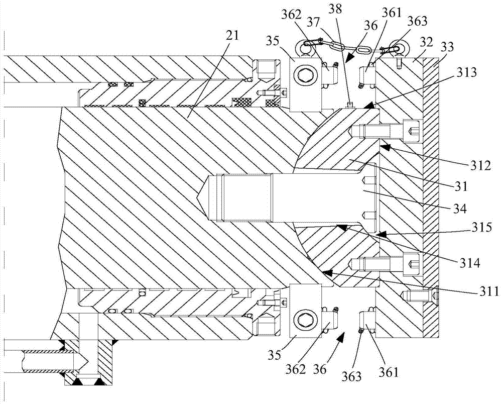 Spreading shoe structure of quasi-rectangular shield pushing oil cylinder