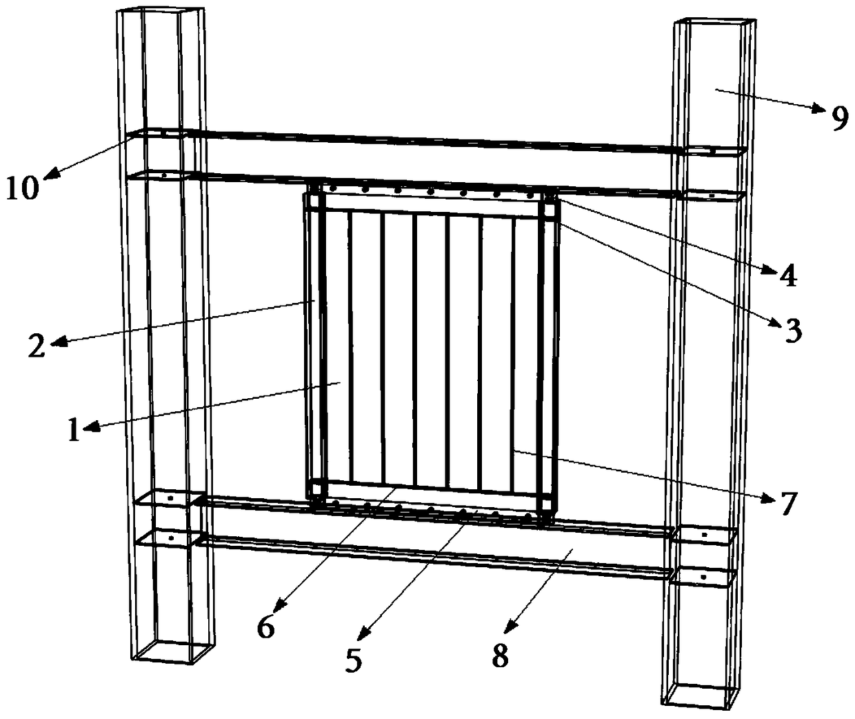 A prefabricated steel plate shear wall with frame and ribs