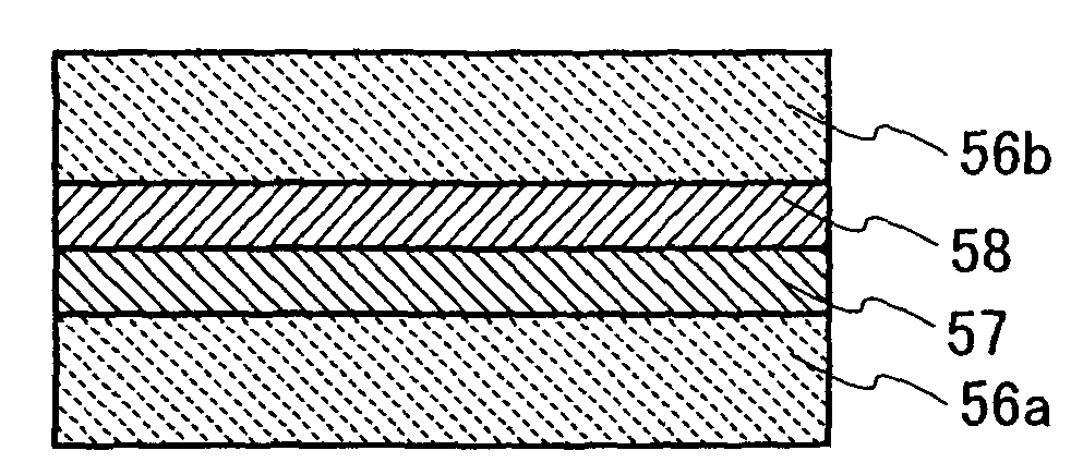 Display device having stacked polarizers that differ in degrees of light absorbing bands and that are between a pair of protective layers such that no protective layer is located between the stacked polarizers