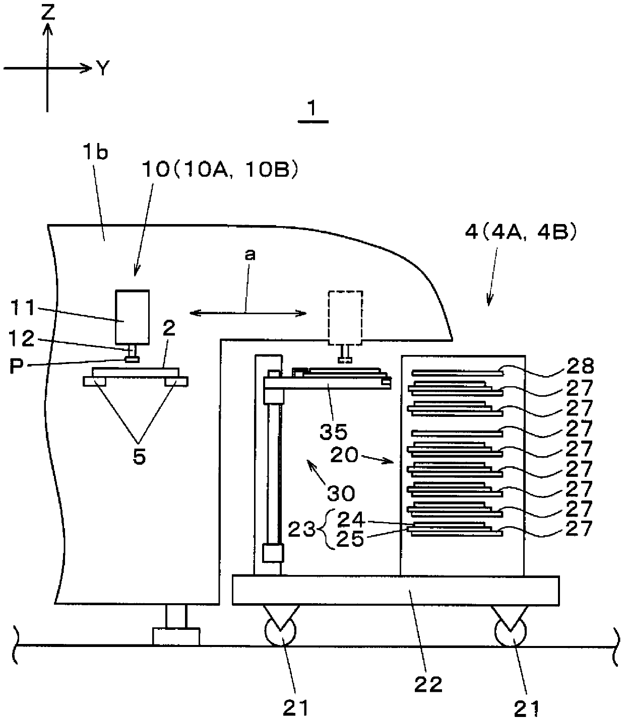 Charging tray type feeder, electronic component loading device and carrier transferring method